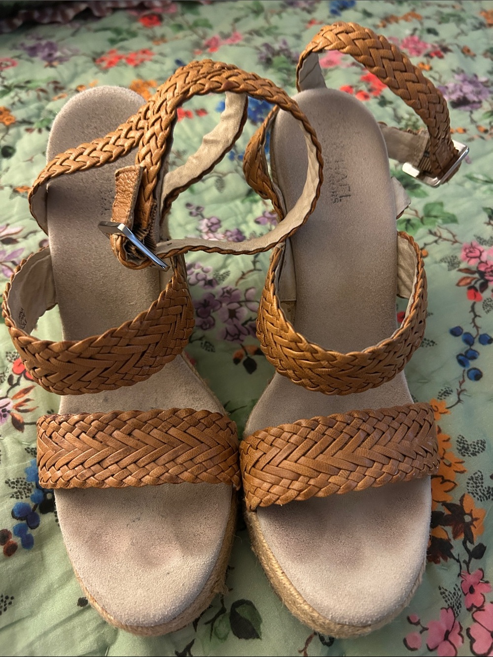 Michael Kors Braided Tan Wedge Sandals